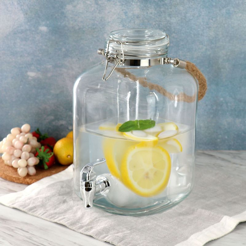 Gibson Home Ferris 1.3 Gallon Glass Beverage Dispenser with Rope Handle, 5 of 6