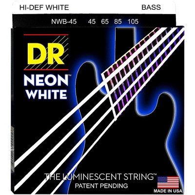 DR Strings Hi-Def NEON White Coated Medium 4-String Bass Strings