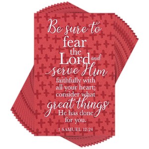 Dicksons IBB-218 Fear and Serve The Lord Red and White 3 x 2 Inch Paper Itty Bitty Place Keeper Bookmark Pack of 24 - 1 of 2