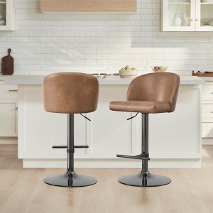Spruce&Spring Modern Adjustable Swivel Bar Stools Set with Arched Footrest - 1 of 4