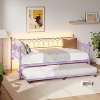 Daybed with Trundle Twin Size, Heavy Duty Metal Platform Sofa Bed Frame with Charging Station - 2 of 4
