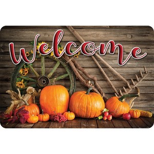 Ashley Productions® The Original Fun Mat™, Welcome Mat, 15.5" x 23.5", Harvest Wheel Rake Welcome - 1 of 1