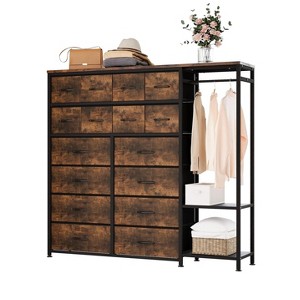 homfan Clothes Rack with 16 Fabric Drawers, Portable Closet Wardrobe with 2 Shelves and Hanging Rod, Heavy Duty Garment Rack, Storage Organizer - 1 of 4