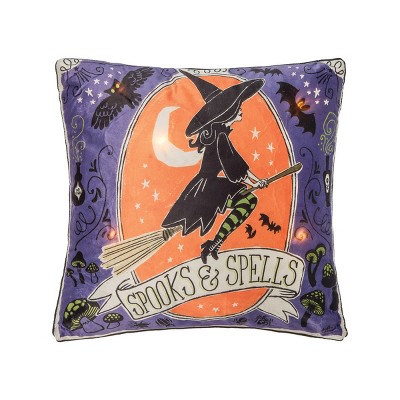 C&F Home 18" x 18" Spooks And Spells Witch Light-Up LED Light-Up Halloween Throw Pillow