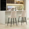 SKRAN Contemporary Velvet Upholstered Counter Height Barstool  Set of 2 With Backs and Metal Legs for Dining Room, Cafe - 2 of 4