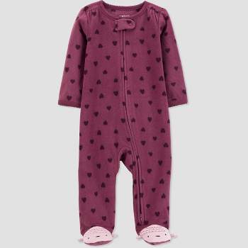 Carter's Just One You®️ Baby Girls' Heart Fleece Footed Pajama - Purple