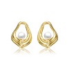 Guili Modern Sterling Silver 14K Gold-Plated Abstract Shell Freshwater Pearl Earrings – A Unique Fusion of Contemporary Design and Natural Elegance - image 2 of 2