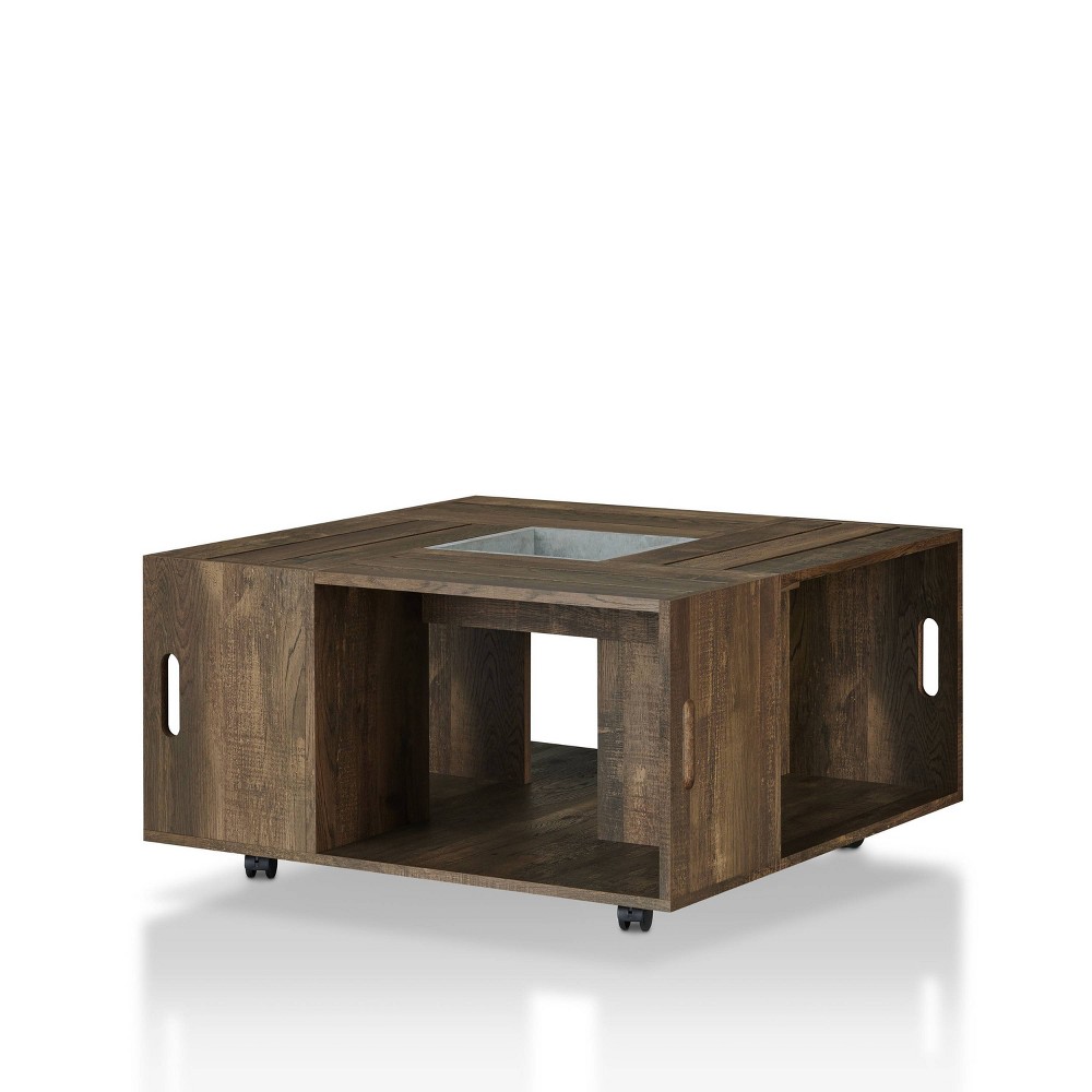 Photos - Coffee Table Lymani Square Crate  with Casters Reclaimed Oak - HOMES: Insid