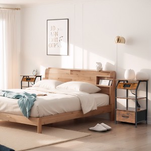 Sevobal Nightstands 2 Sets Of Cloth Nightstand With Drawer, Lamp, Open Compartment, Elegant And Simple Design, Brown, 15.4"*11.7"*25.2" - 1 of 4