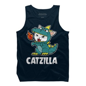 Men's Design By Humans Catzilla Halloween Costume Dragon Monster Kitten Cats Lover By lenxeemyeu Tank Top - 1 of 3
