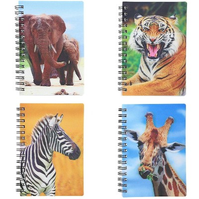 Juvale 8-Pack Tiger Lion Elephant Giraffe 3D Effect Spiral Lined Notebooks Journal (3.7x5.3 in, 70 Page)