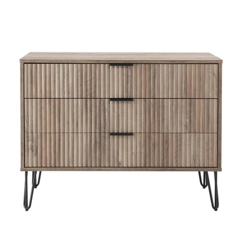 Manhattan Comfort Dumbo 3 Drawer Dresser Gray: Modern Style, Metal Legs ...