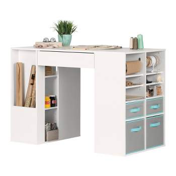 Crea Counter Height Craft Table with Storage White - South Shore