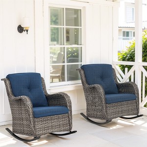 Gymojoy Outdoor Rocking Chair Rattan Rocker Chairs with Cushion - 1 of 4