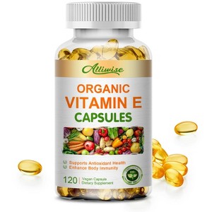 Alliwise Vitamin E Capsule, for Healthy Skin, Hair, Nails & Eye Health, 120ct - 1 of 4