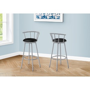 Leather-Look & Metal Swivel Curved Low Back Barstool (Set of 2) with Footrest and Contemporary Modern Design for Kitchen - 1 of 4