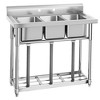 Stainless Steel Sink, Commercial Kitchen Prep & Utility Sink Free Standing 3-Compartment with Shelf - 2 of 4