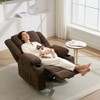 Manual Recliner Chair with Heating & 8-Point Massage, 155¡ã Adjustable Corduroy Recliner with Dual Cup Holders and Side Pockets - 2 of 4