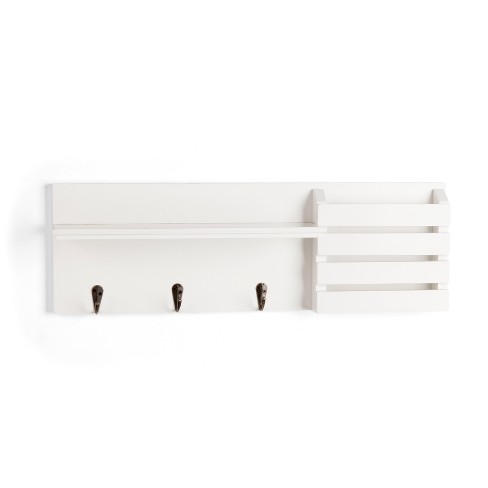 Danya B. Entryway Floating Utility Wall Shelf with Hooks - White