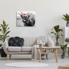 Stupell Industries Layered Floral Design Longhorn Cattle Monochrome Canvas Art, 30" x 24" - 3 of 4