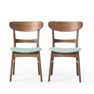 GDFStudio Isador Mid Century Modern Fabric Upholstered Wood Dining Chairs (Set of 2) - 1 of 4