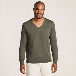 Lands' End Men's Fine Gauge Cotton V Neck Sweater - 1 of 4