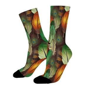 Colorful Bird Feathers Women Printed Crew Socks Funny Funky Socks Soft Polyester Novelty Gifts for Artists Men - 1 of 1