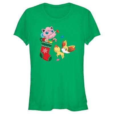 Juniors Womens Pokemon Christmas Jigglypuff And Fennekin Stocking T ...