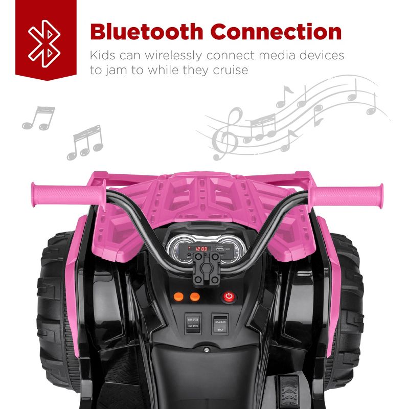 Best Choice Products 12V Kids Ride-On ATV Quad w/ Bluetooth, 3.7mph Max, Treaded Tires, LED Lights, Radio, 4 of 8