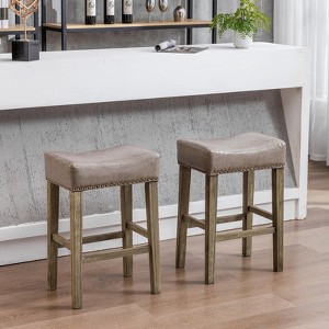 Furniture,Counter Height 29" Bar Stools for Kitchen Counter Backless Faux Leather Stools Farmhouse Island Chairs (29 Inch, Black, Set of 2) - 1 of 4