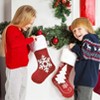 Aoibox 2 Pack 18 inch Christmas Stockings Red Burlap with Plush Cuff Large Snowflake Design for Family Holiday Fireplace Mantel Decor - 4 of 4