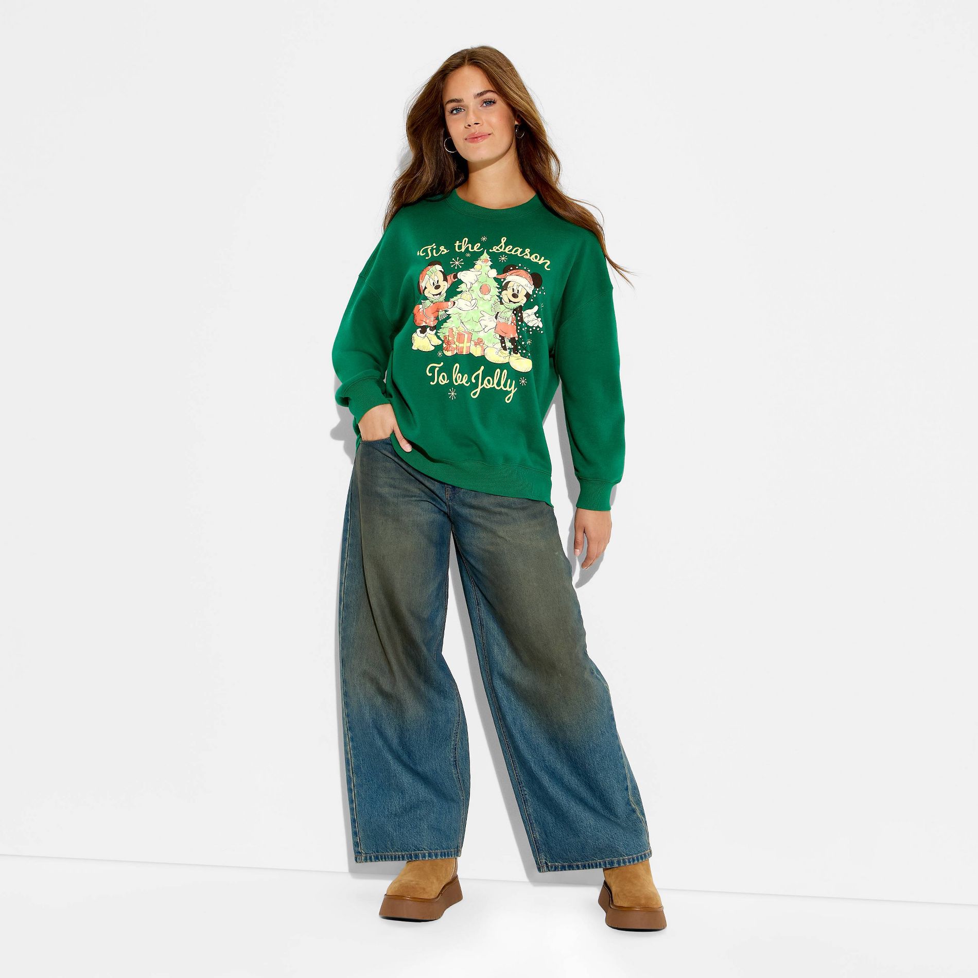 Women's Mickey Tis' the Season Graphic Sweatshirt - Green