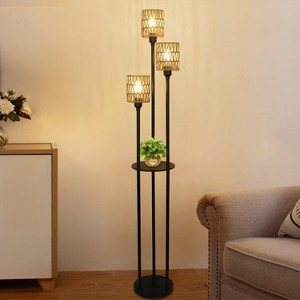 GDFStudio Bach Metal Floor Lamp with 3-Shade and Shelf - 1 of 4