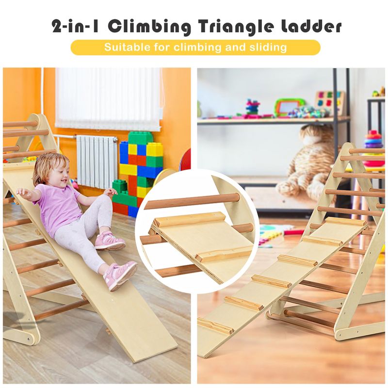 Costway Foldable Wooden Climbing Triangle Indoor Home Climber w/ Ladder for Toddler Baby, 5 of 11