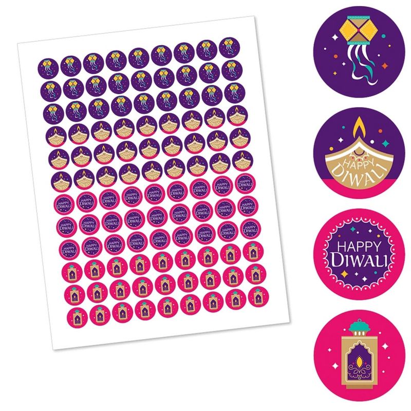 Big Dot of Happiness Happy Diwali - Festival of Lights Party Round Candy Sticker Favors - Labels Fits Chocolate Candy (1 sheet of 108), 2 of 6