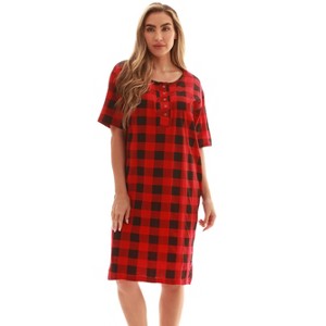 Just Love Womens Nightgown - Short Sleeve Henley Oversized Sleepwear Gown - 1 of 3