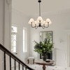 PAKOKULA 5-Light Matte Black Sputnik Chandelier with White Fabric Shade for Living Room Bedroom - 4 of 4