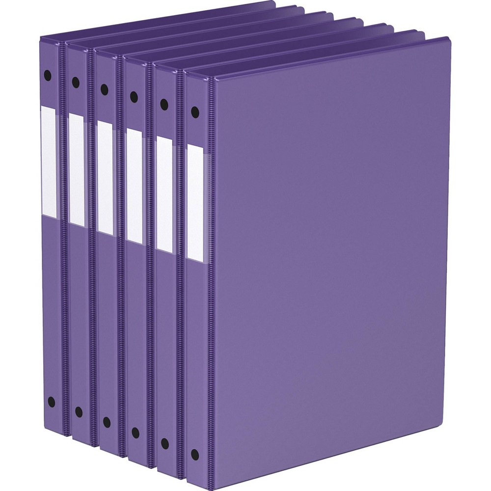 Davis Group 6pk 5/8" Premium Economy Round Ring Binders Purple: .5 Inch, 100 Sheet Capacity, 2 Pockets, Hard Cover
