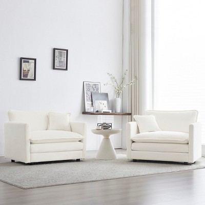 Wood Frame Accent Chair for Living Room Set of 2,Chenille Upholstered Accent Armchair with Toss Pillow,Modern Side Chair for Bedroom-Coolbibila