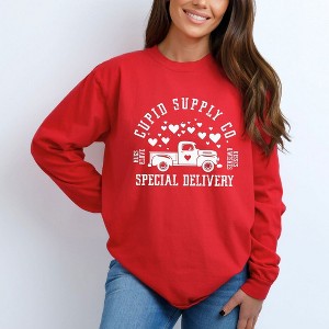 Simply Sage Market Women's Cupid Supply Co. Long Sleeve Garment Dyed Tee - 1 of 4