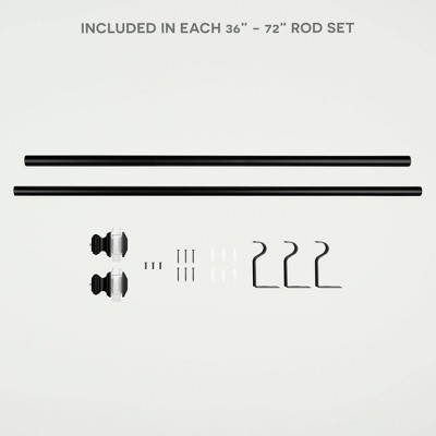 Matte Black Adjustable Curtain Rod with Acrylic Finials, 36"-72"