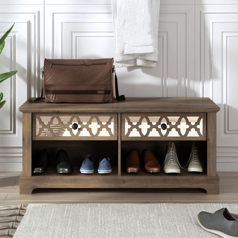 Galano Heron 18.9 In. H X 43.3 In. W Knotty Oak 2 Drawers Shoe Storage ...