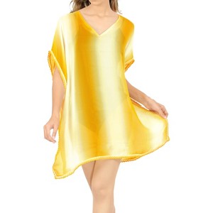 HAPPY BAY Women's Summer Holiday Beachwear Mini Swim Suit Loose Beach Dress Beach Short Tank Bathing Suit Cover-up Medium-Large Gold Solid - 1 of 4
