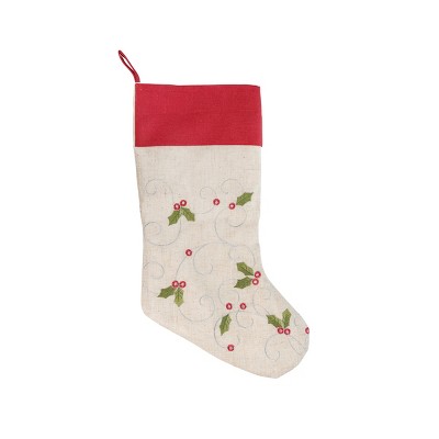C&F Home Holly Embroidered Christmas Stocking