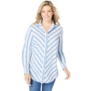 Woman Within Women's Plus Size Perfect Long Sleeve Shirt - 1 of 4
