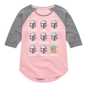 Girls' - The Mandalorian - Mandalorian Moods Shirt Tail Raglan Graphic T-shirt - 1 of 4