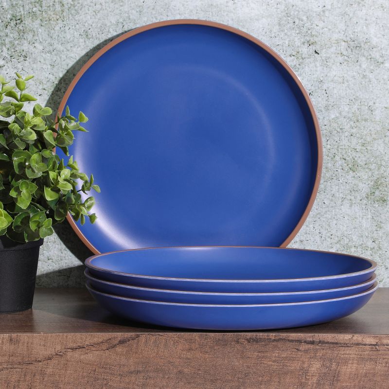 Gibson Home Rockabye 4 Poece 10.7 Inch Melamine Dinner Plate Set In Blue, 4 of 6