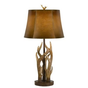 HomeRoots 33" Brown Antlers Table Lamp With Brown Drum Shade - 1 of 3