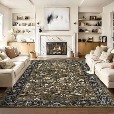 Floral Washable Runner Rug for Hallway, Kitchen, Laundry, Non-Slip, Stain-Resistant, Ultra-Thin, Entryway, Soft, Long Bedroom Rugs.