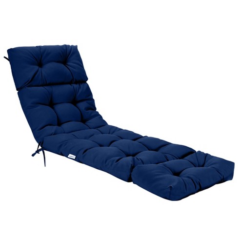 Patio Recliner Lounge Chair with Cushion, Navy Blue 